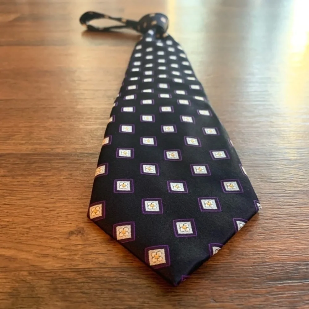 Canali Blue Purple & White Floral Squares Tie